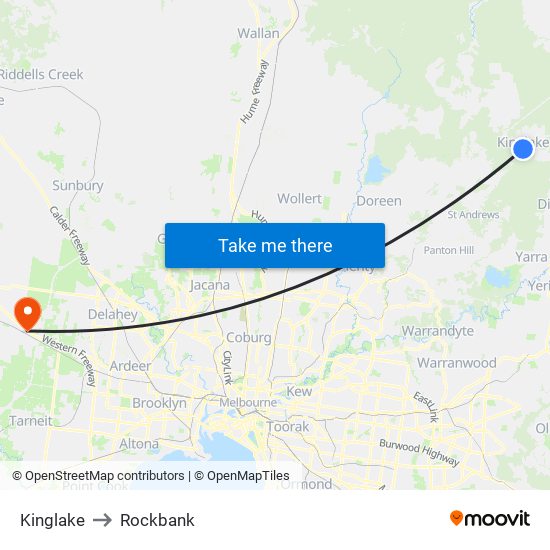 Kinglake to Rockbank map