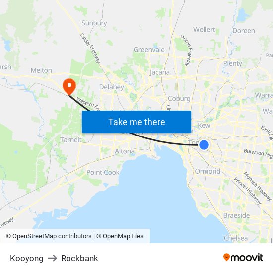 Kooyong to Rockbank map