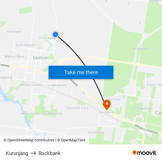 Kurunjang to Rockbank map