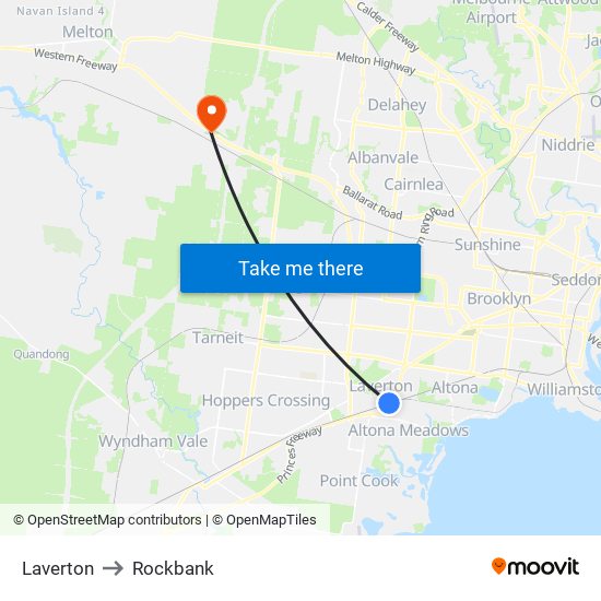 Laverton to Rockbank map