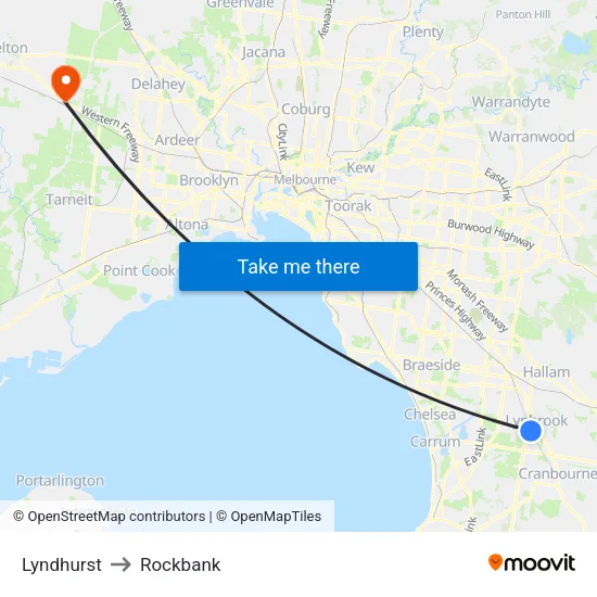 Lyndhurst to Rockbank map