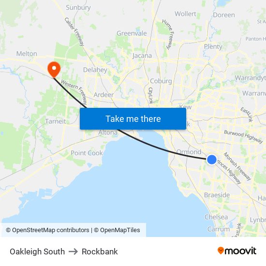 Oakleigh South to Rockbank map