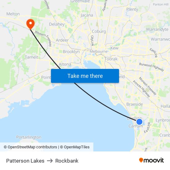 Patterson Lakes to Rockbank map