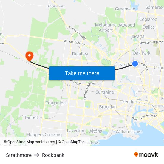 Strathmore to Rockbank map