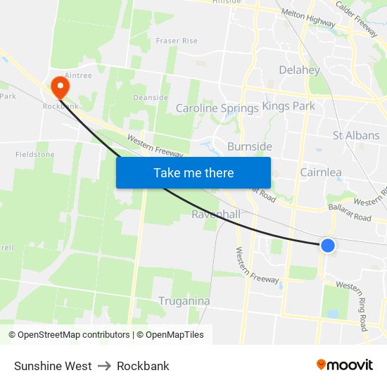 Sunshine West to Rockbank map