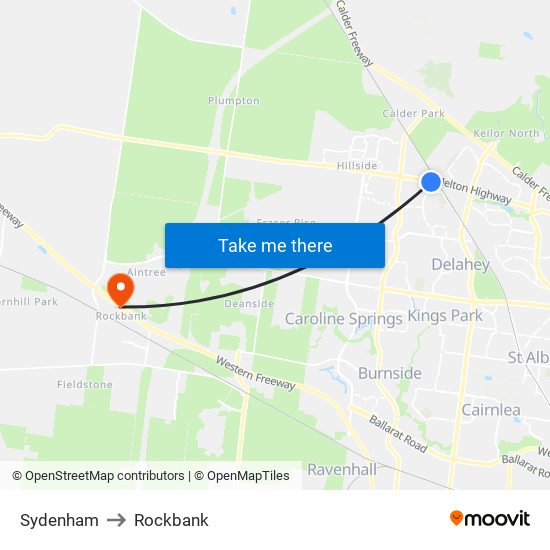 Sydenham to Rockbank map