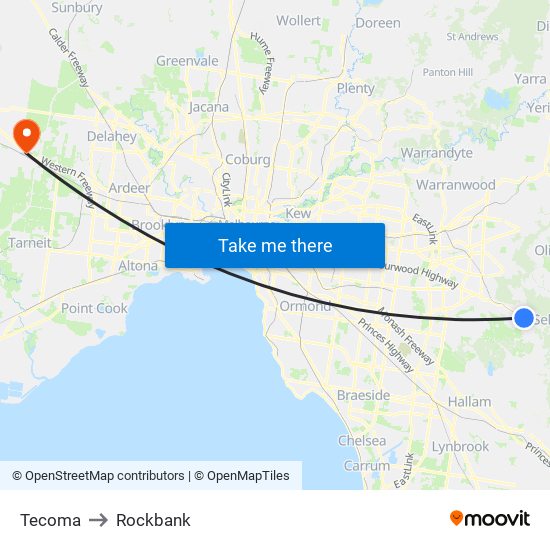 Tecoma to Rockbank map