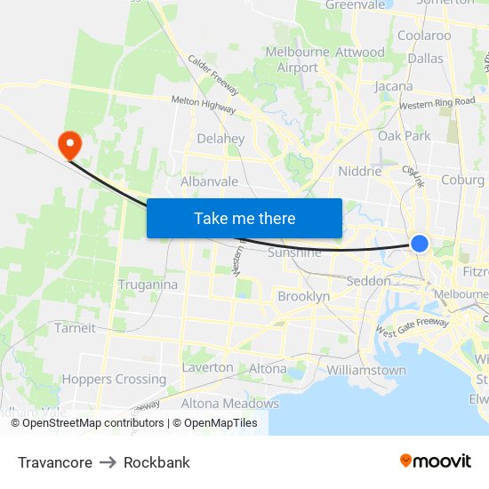 Travancore to Rockbank map