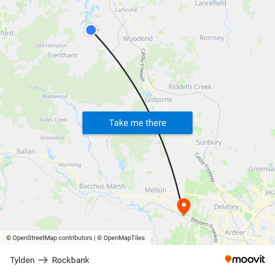 Tylden to Rockbank map