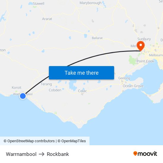 Warrnambool to Rockbank map