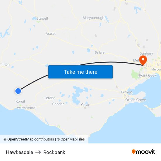 Hawkesdale to Rockbank map