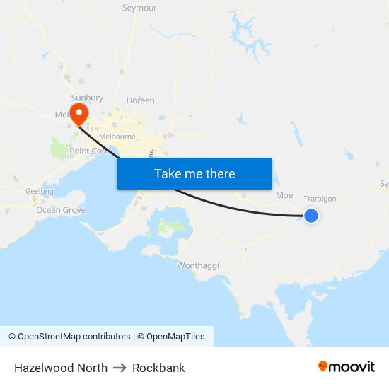 Hazelwood North to Rockbank map