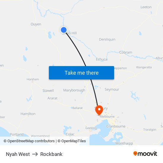 Nyah West to Rockbank map