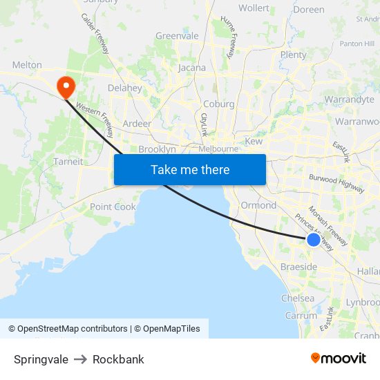 Springvale to Rockbank map