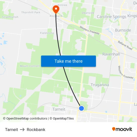 Tarneit to Rockbank map