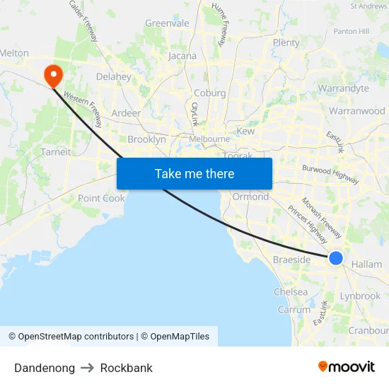 Dandenong to Rockbank map
