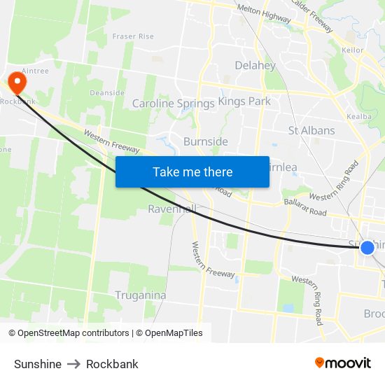 Sunshine to Rockbank map