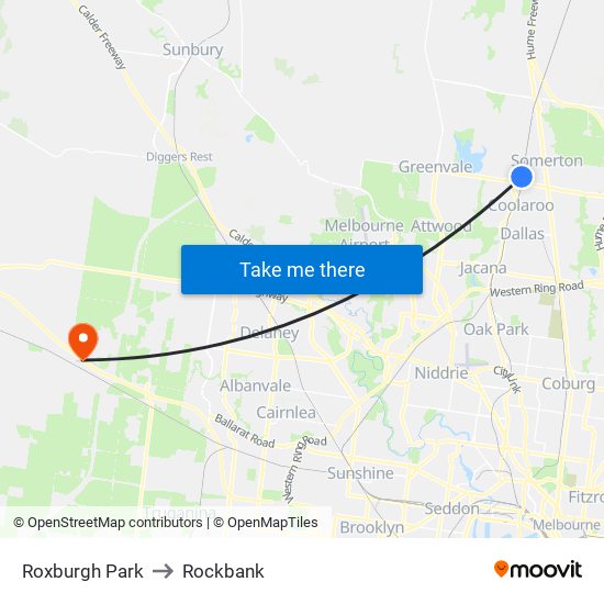 Roxburgh Park to Rockbank map