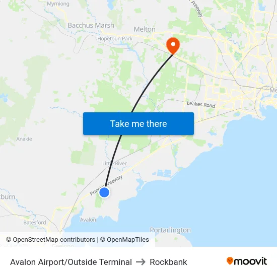 Avalon Airport/Outside Terminal to Rockbank map