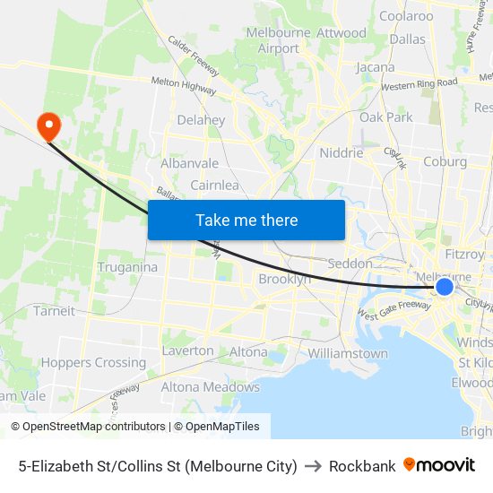 5-Elizabeth St/Collins St (Melbourne City) to Rockbank map