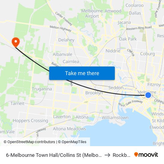 6-Melbourne Town Hall/Collins St (Melbourne City) to Rockbank map