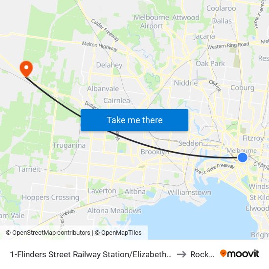 1-Flinders Street Railway Station/Elizabeth St (Melbourne City) to Rockbank map