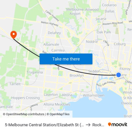 5-Melbourne Central Station/Elizabeth St (Melbourne City) to Rockbank map