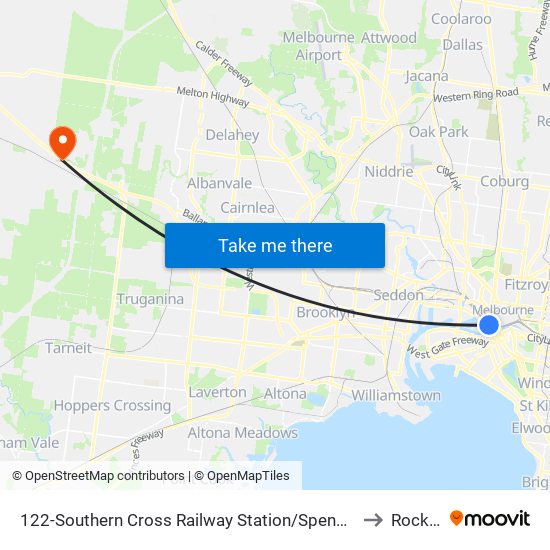 122-Southern Cross Railway Station/Spencer St (Melbourne City) to Rockbank map