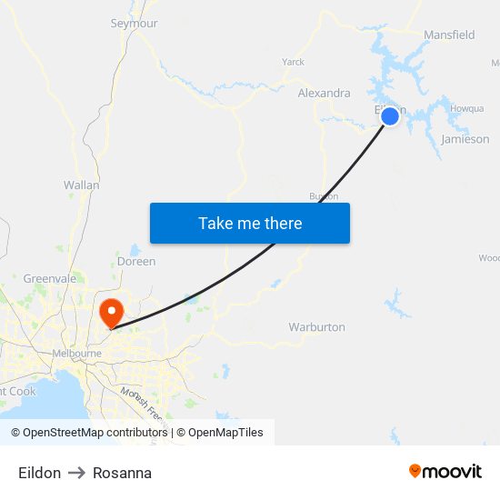 Eildon to Rosanna map