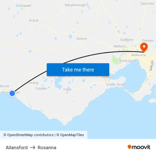 Allansford to Rosanna map