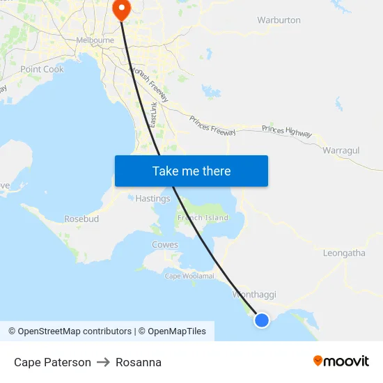 Cape Paterson to Rosanna map