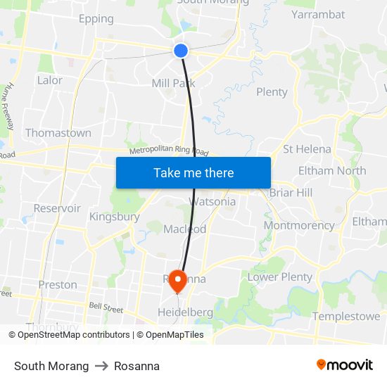 South Morang to Rosanna map