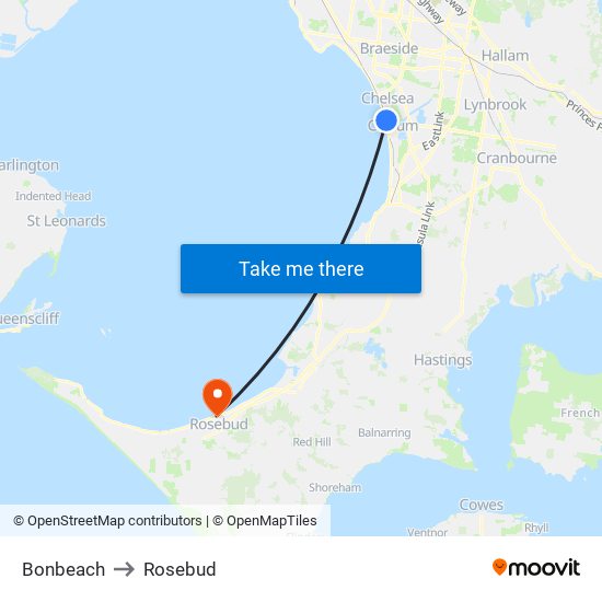 Bonbeach to Rosebud map