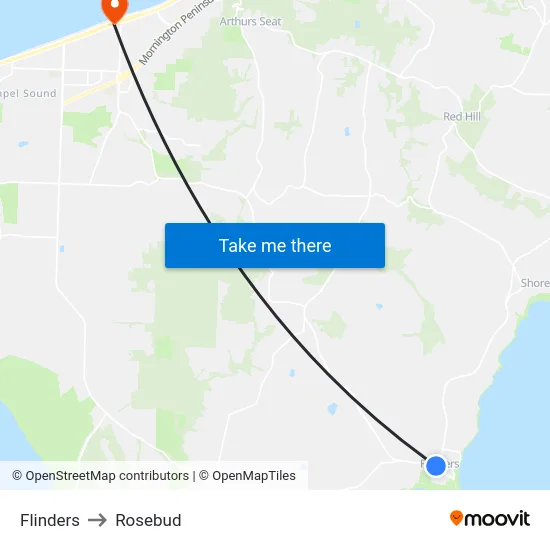 Flinders to Rosebud map