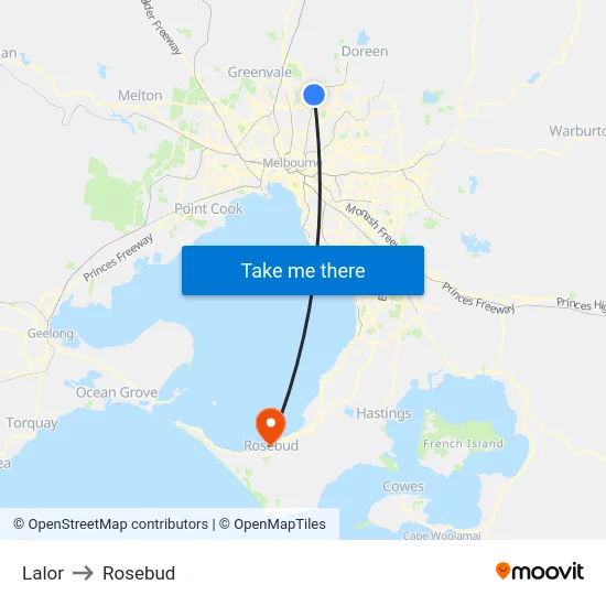 Lalor to Rosebud map