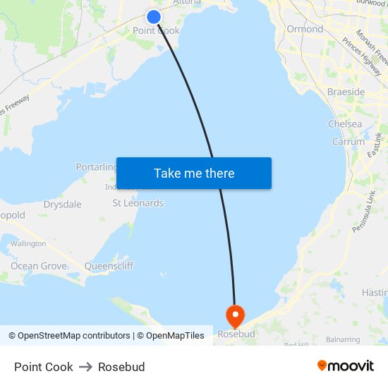 Point Cook to Rosebud map