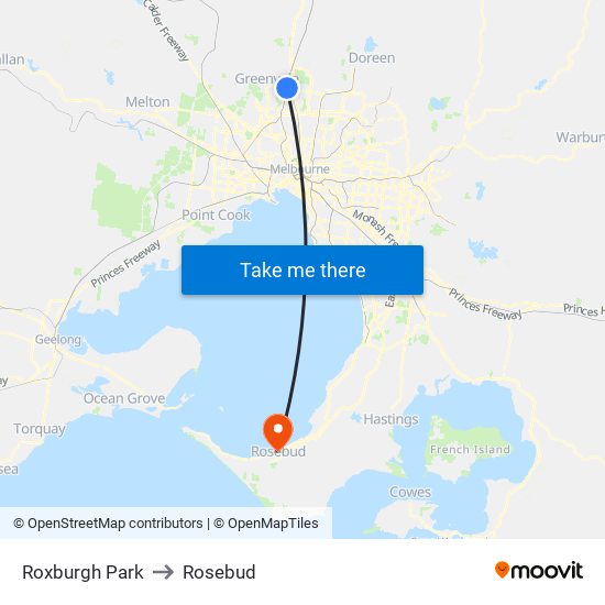 Roxburgh Park to Rosebud map