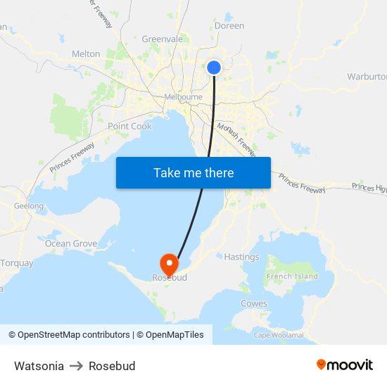 Watsonia to Rosebud map