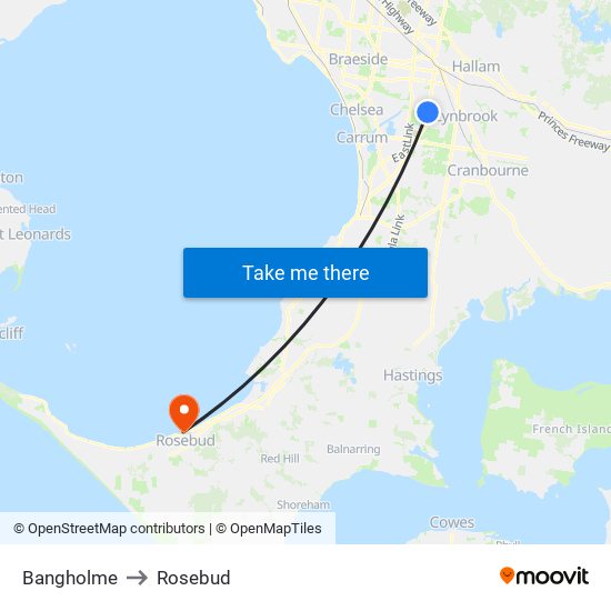 Bangholme to Rosebud map