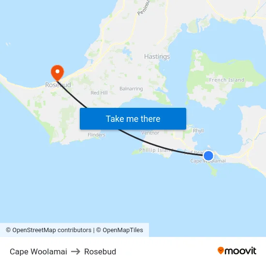 Cape Woolamai to Rosebud map