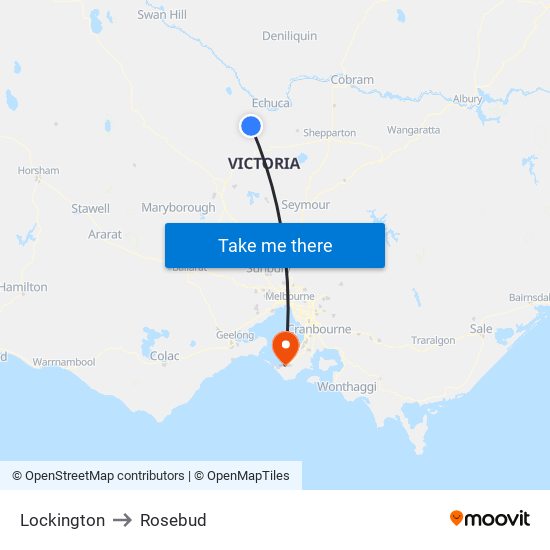 Lockington to Rosebud map
