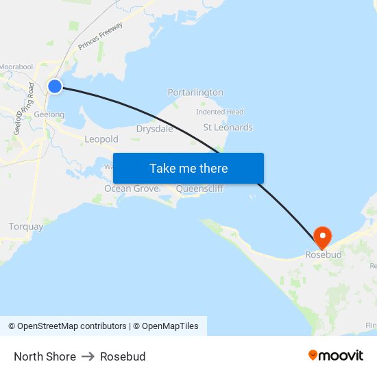 North Shore to Rosebud map