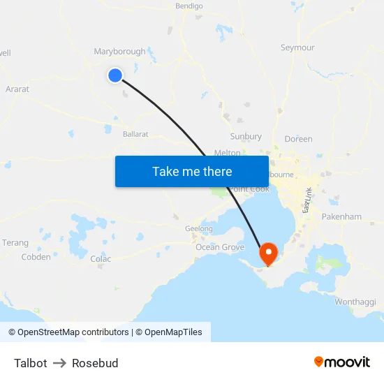 Talbot to Rosebud map