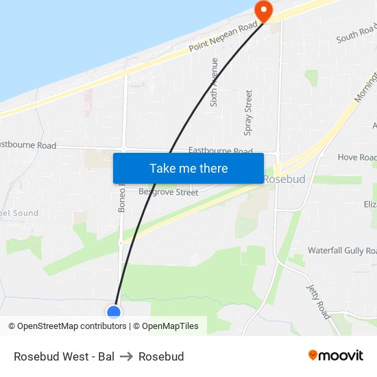 Rosebud West - Bal to Rosebud map