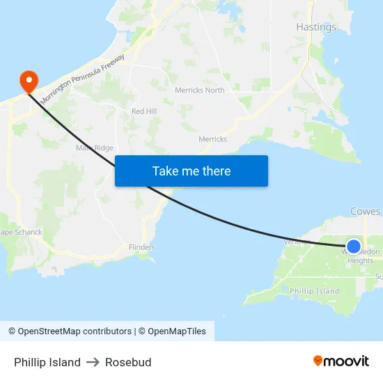 Phillip Island to Rosebud map