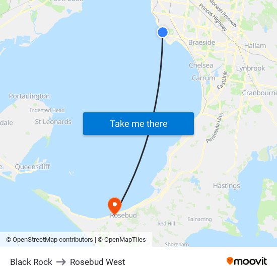 Black Rock to Rosebud West map