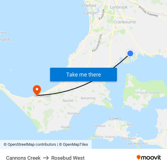 Cannons Creek to Rosebud West map