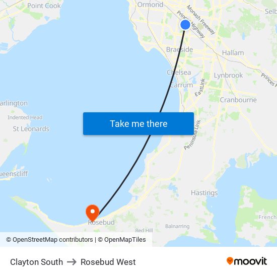 Clayton South to Rosebud West map