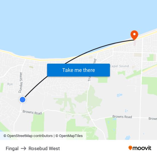 Fingal to Rosebud West map