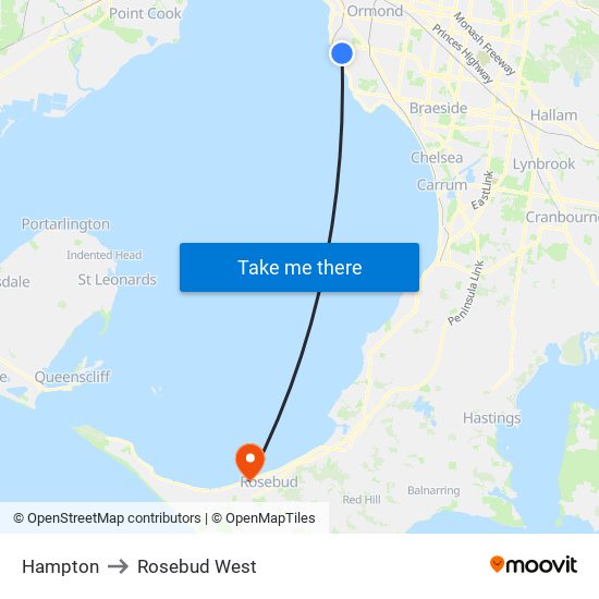 Hampton to Rosebud West map